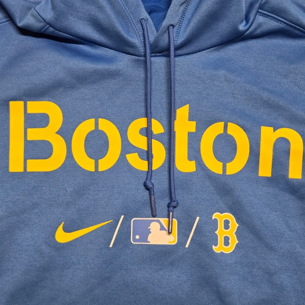 Nike Boston Red Sox Therma-FIT Hoodie Mens Small Blue Yellow MLB City Connect